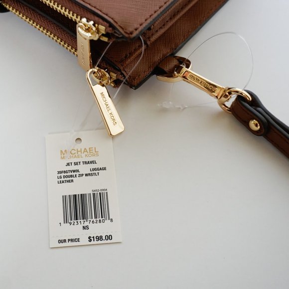 Michael Kors JST Double Zip Leather Wallet Brown - Picture 8 of 9